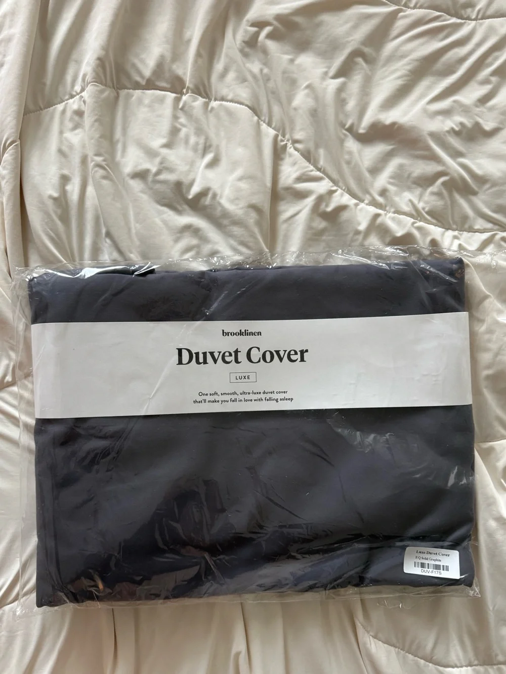BROOKLINEN Percale Duvet Cover Full/Queen, Dark Gray + Tote Bag GWP 🩶💤